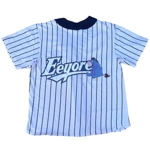 Vintage Eeyore Striped Button Up Baseball Jersey T-shirt